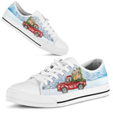 Red Car Golden Retriever Low Top Shoes For Women, Shoes For Men Custom Shoes