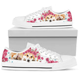 Corgi Flower And Butterfly Low Top Shoes For Women, Shoes For Men Custom Shoes