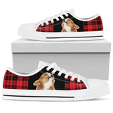 Corgi Buffalo Plaid Christmas Low Top Shoes For Women, Shoes For Men Custom Shoes