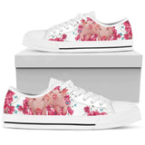 Pig Flower And Butterfly Low Top Shoes For Women, Shoes For Men Custom Shoes