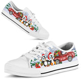 Penguin Red Car Low Top Shoes For Women, Shoes For Men Custom Shoes