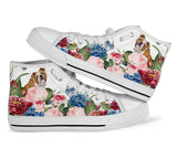 Bulldog Flower High Top Shoes For Women, Shoes For Men Custom Shoes