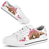 Poodle Flower And Butterfly Low Top Shoes For Women, Shoes For Men Custom Shoes
