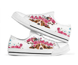 Basset Hound Flower And Butterfly Low Top Shoes For Women, Shoes For Men Custom Shoes
