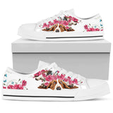 Basset Hound Flower And Butterfly Low Top Shoes For Women, Shoes For Men Custom Shoes