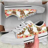 Sloth Beautiful Flowers Low Top Shoes For Women, Shoes For Men Custom Shoes