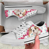 Bulldog Flowers And Butterfly Low Top Shoes For Women, Shoes For Men Custom Shoes
