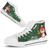 Penguin Merry Christmas Green High Top Shoes For Women, Shoes For Men Custom Shoes