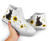 Scottish Terrier Sunflower High Top Shoes For Women, Shoes For Men Custom Shoes
