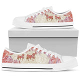 Horses Red Pattern Low Top Shoes For Women, Shoes For Men Custom Shoes