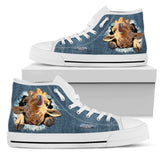 Giraffe Jeans High Top Shoes For Women, Shoes For Men Custom Shoes