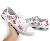 Siberian Husky Flower And Butterfly Low Top Shoes For Women, Shoes For Men Custom Shoes
