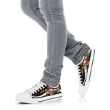 Flamingo Embroidery Rose Low Top Shoes For Women, Shoes For Men Custom Shoes
