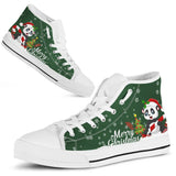 Panda Green Christmas High Top Shoes For Women, Shoes For Men Custom Shoes