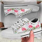 Cute Flamingo Flower Low Top Shoes For Women, Shoes For Men Custom Shoes