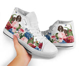 English Springer Spaniel Flower High Top Shoes For Women, Shoes For Men Custom Shoes