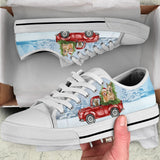 Red Car Golden Retriever Low Top Shoes For Women, Shoes For Men Custom Shoes