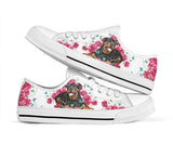 Rottweiler Flower And Butterfly Low Top Shoes For Women, Shoes For Men Custom Shoes
