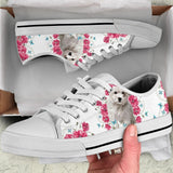 Bichon Frise Flower And Butterfly Low Top Shoes For Women, Shoes For Men Custom Shoes