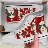 Shih Tzu Red High Top Shoes For Women, Shoes For Men Custom Shoes