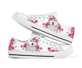 Siberian Husky Flower And Butterfly Low Top Shoes For Women, Shoes For Men Custom Shoes