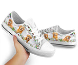 Cute Golden Retriever Flower Low Top Shoes For Women, Shoes For Men Custom Shoes