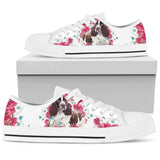 English Spinger Spaniel Flower And Butterfly Low Top Shoes For Women, Shoes For Men Custom Shoes