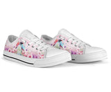Penguin Pink Flower Low Top Shoes For Women, Shoes For Men Custom Shoes