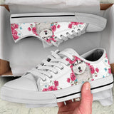 Siberian Husky Flower And Butterfly Low Top Shoes For Women, Shoes For Men Custom Shoes