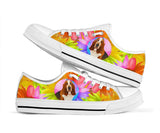 Basset Hound Flowers Low Top Shoes For Women, Shoes For Men Custom Shoes