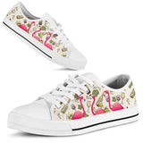 Flamingo And Wine Low Top Shoes For Women, Shoes For Men Custom Shoes