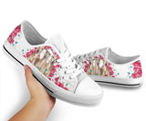 Grey Hound Flower And Butterfly Low Top Shoes For Women, Shoes For Men Custom Shoes