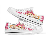 Corgi Flower And Butterfly Low Top Shoes For Women, Shoes For Men Custom Shoes