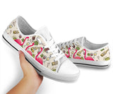 Flamingo And Wine Low Top Shoes For Women, Shoes For Men Custom Shoes