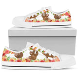 Sloth Beautiful Flowers Low Top Shoes For Women, Shoes For Men Custom Shoes