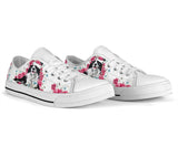 Border Collie Flower And Butterfly Low Top Shoes For Women, Shoes For Men Custom Shoes