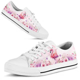 Flamingo Pink Flower Low Top Shoes For Women, Shoes For Men Custom Shoes