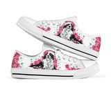 Border Collie Flower And Butterfly Low Top Shoes For Women, Shoes For Men Custom Shoes