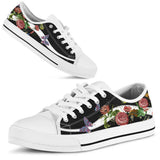 Butterflies Embroidery Rose Low Top Shoes For Women, Shoes For Men Custom Shoes