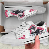 Schnauzer Flower And Butterfly Low Top Shoes For Women, Shoes For Men Custom Shoes