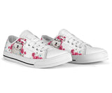 Siberian Husky Flower And Butterfly Low Top Shoes For Women, Shoes For Men Custom Shoes