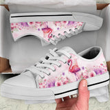 Flamingo Pink Flower Low Top Shoes For Women, Shoes For Men Custom Shoes