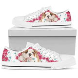 Bulldog Flowers And Butterfly Low Top Shoes For Women, Shoes For Men Custom Shoes