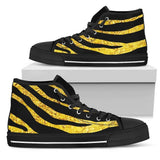 Zebra Gold High Top Shoes For Women, Shoes For Men Custom Shoes
