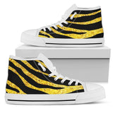 Zebra Gold High Top Shoes For Women, Shoes For Men Custom Shoes