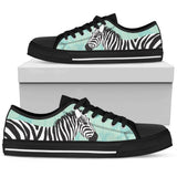Zebra Pattern Low Top Shoes For Women White, Black Custom Shoes