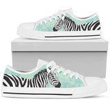 Zebra Pattern Low Top Shoes For Women White, Black Custom Shoes