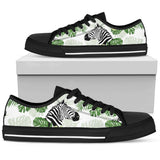 Zebra Tropical Leaves Low Top Shoes For Men, Women