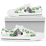 Zebra Tropical Leaves Low Top Shoes For Men, Women